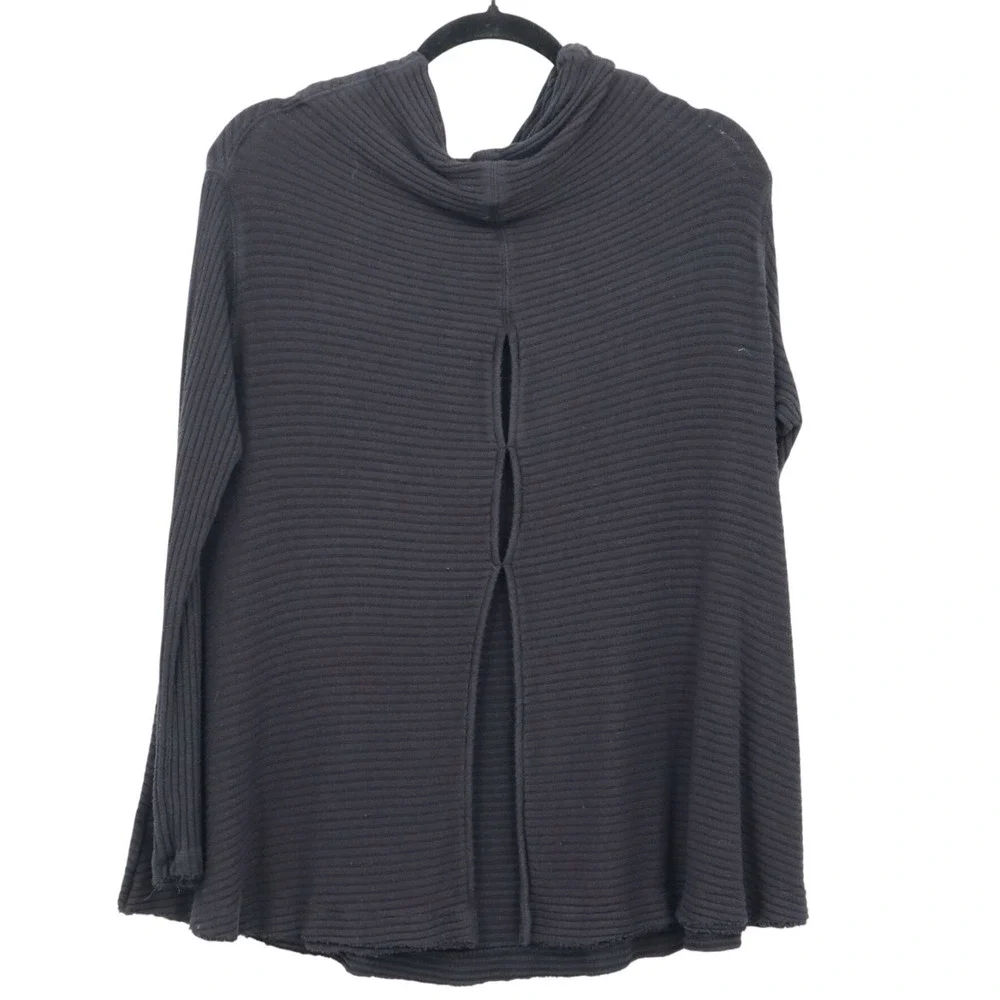 We The‎ Free Thermal Sweater Womens S Black Boho Grunge Slouchy Oversized